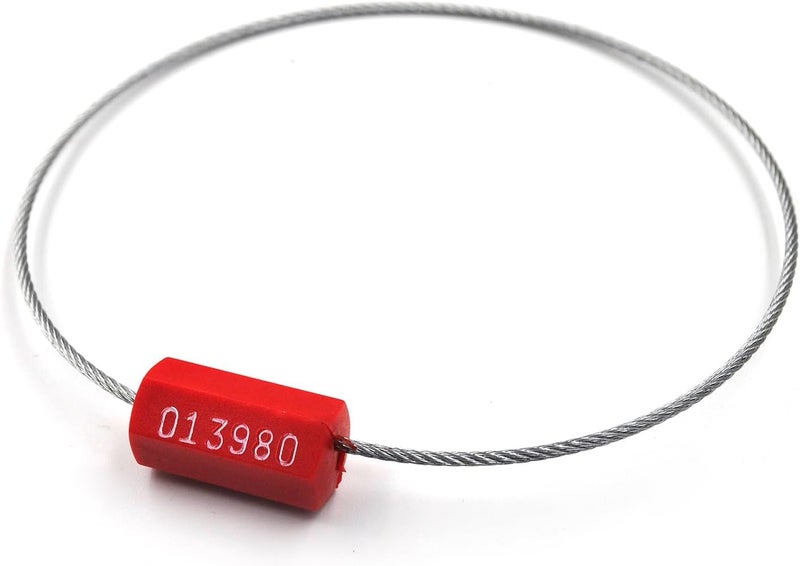 FlixGrdy (200 PCS) 11.8 inch Security Cable Seals Numbered Tamper Proof Security Tags, Steel Pull-Tite Container Seals Wire Seals, Metal Self-Locking Cable Steel Wire Seal for Truck Container Shipping, Red - Image 5